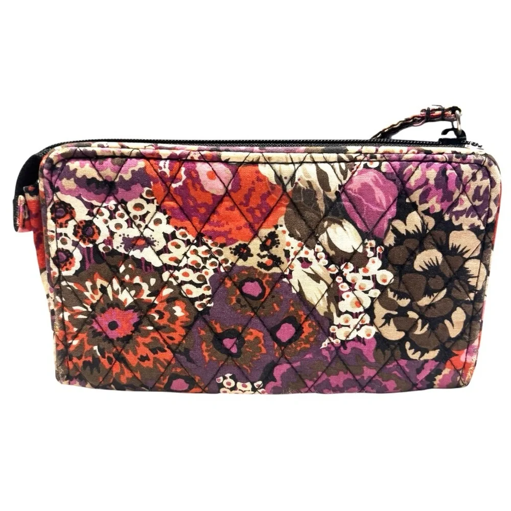 Vera Bradley Wristlet Wallet Floral Fabric Purple Pink Tan Red Cream Zipup